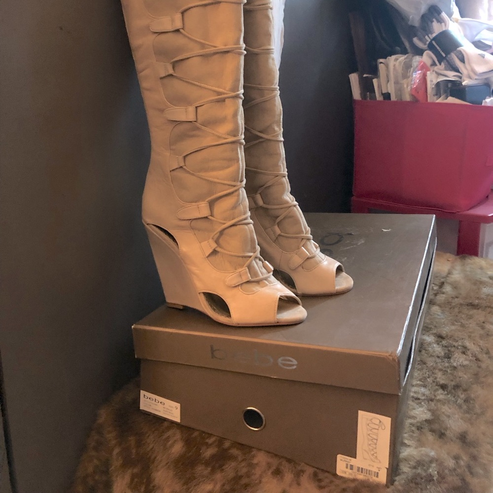 BEBE knee high suede/ faux leather boot.